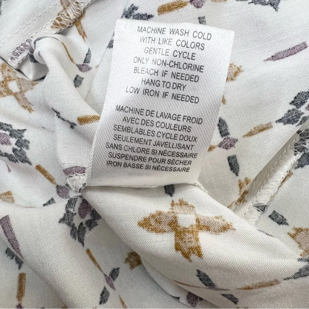 DR2 Ivory Geometric Dotted Southwestern Aztec V-Neck 3/4 Sleeve Tassel Top NWT - Picture 12 of 13